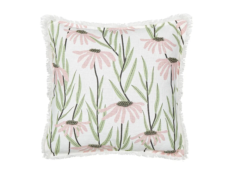 Baumwollkissen im Boho-Stil mit Blumenmuster und Fransen Handgefertigt abnehmbarer Bezug 45 x 45 cm Mehrfarbig Gynura