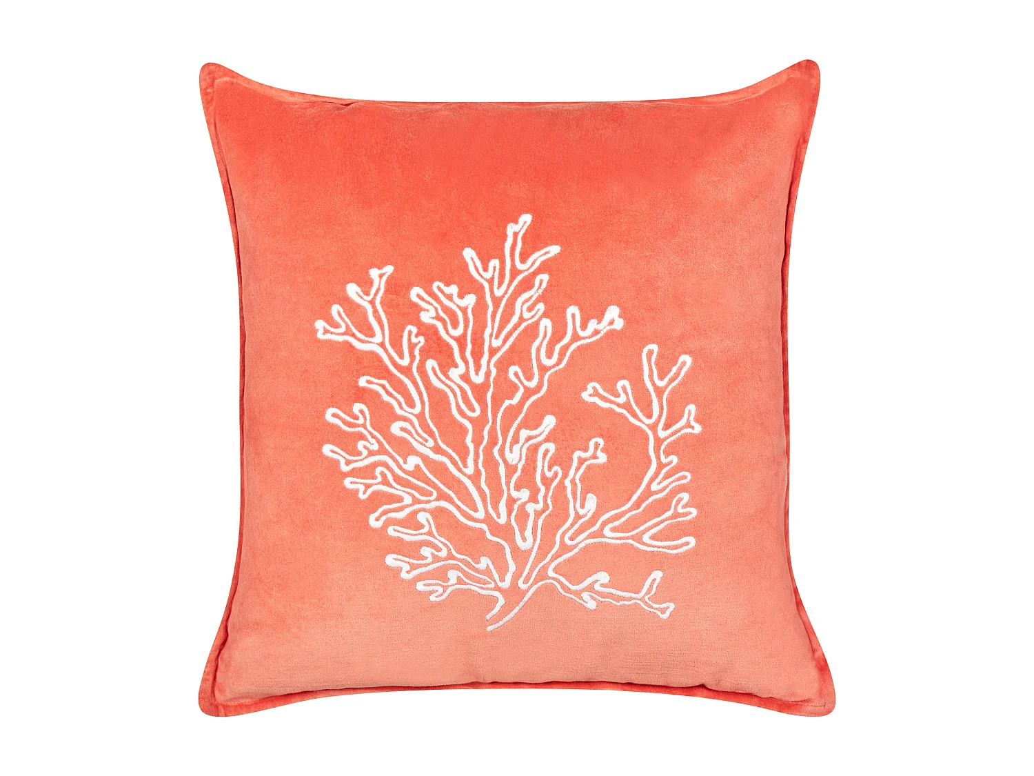 Cuscino decorativo NORI Velluto 45 x 45 cm Corallo Trama di piante
