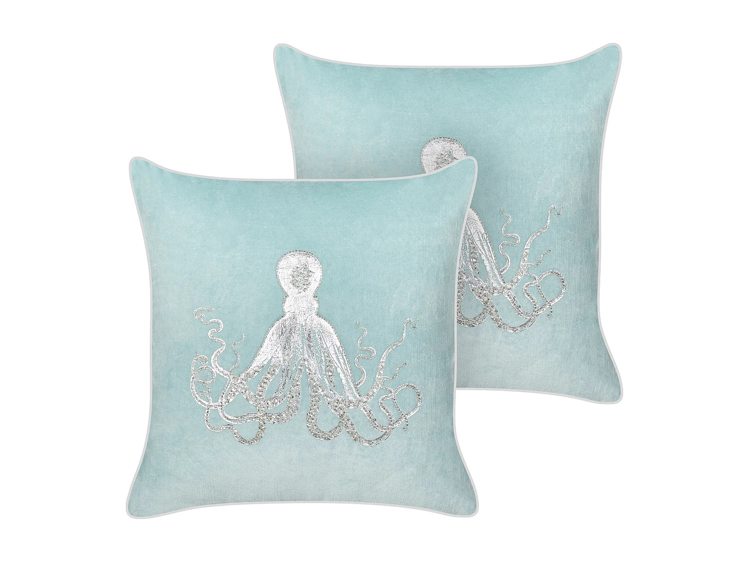 Set van 2 decoratieve kussens LAMINARIA Fluweel 45 x 45 cm Lichtblauw Dierenprint