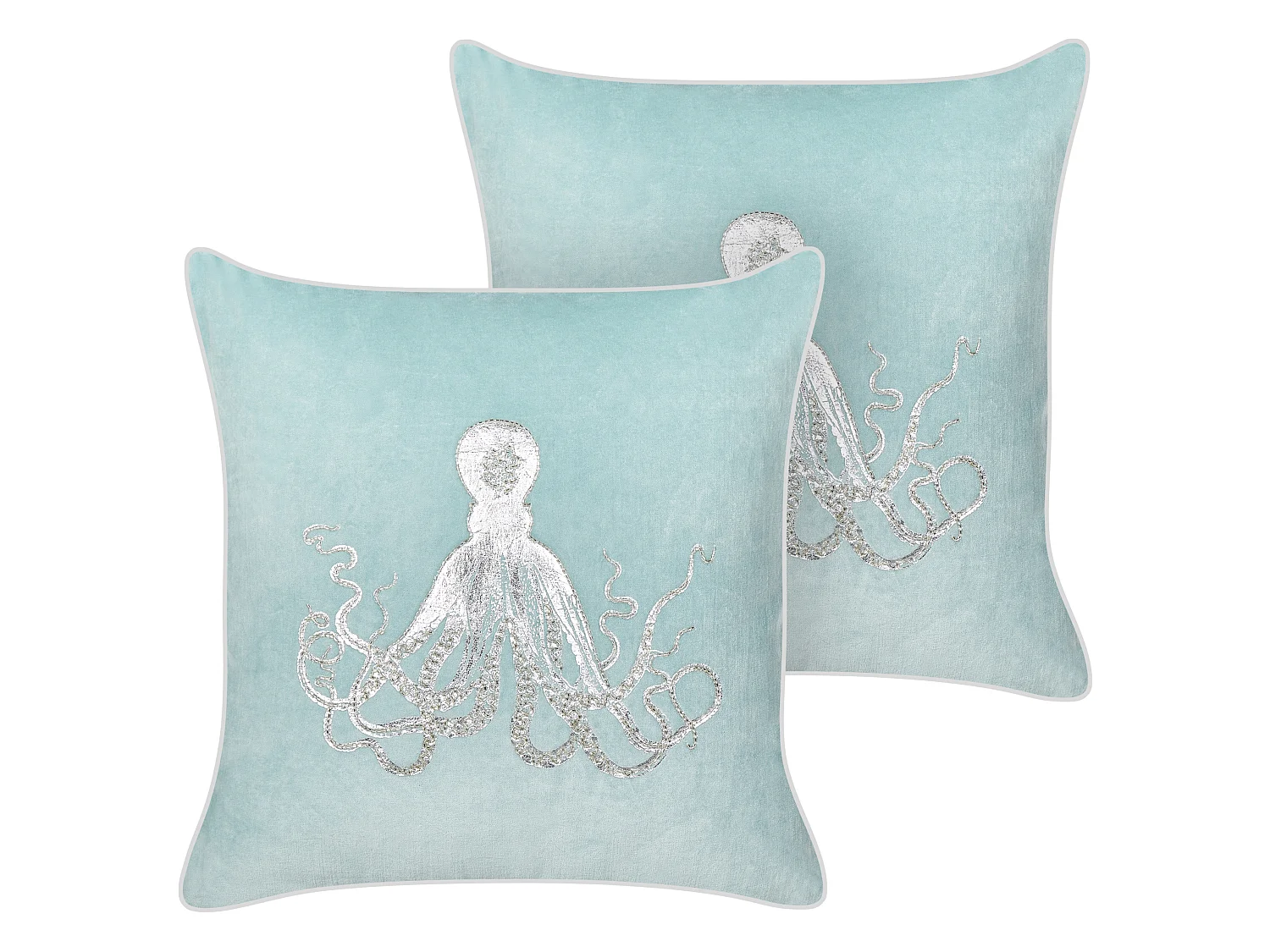 Dekokissen 2er Set LAMINARIA Samtstoff 45 x 45 cm Hellblau Tiermuster
