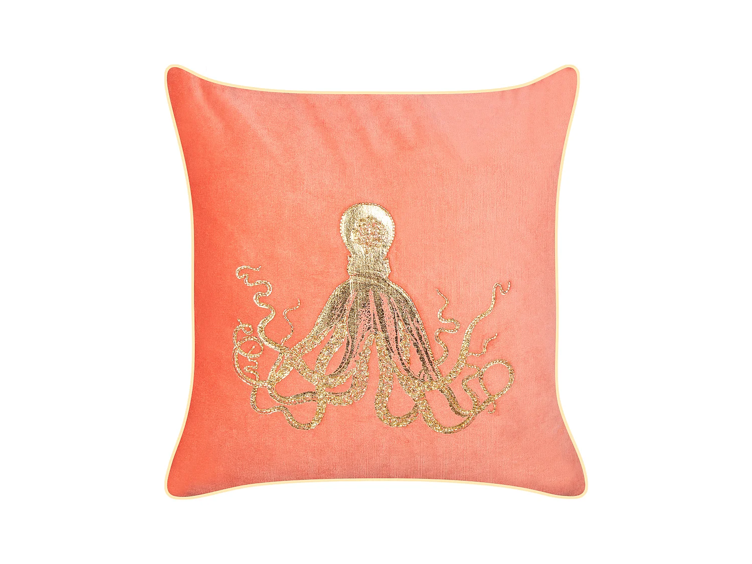 Cuscino decorativo LAMINARIA Velluto 45 x 45 cm Corallo Trama animale