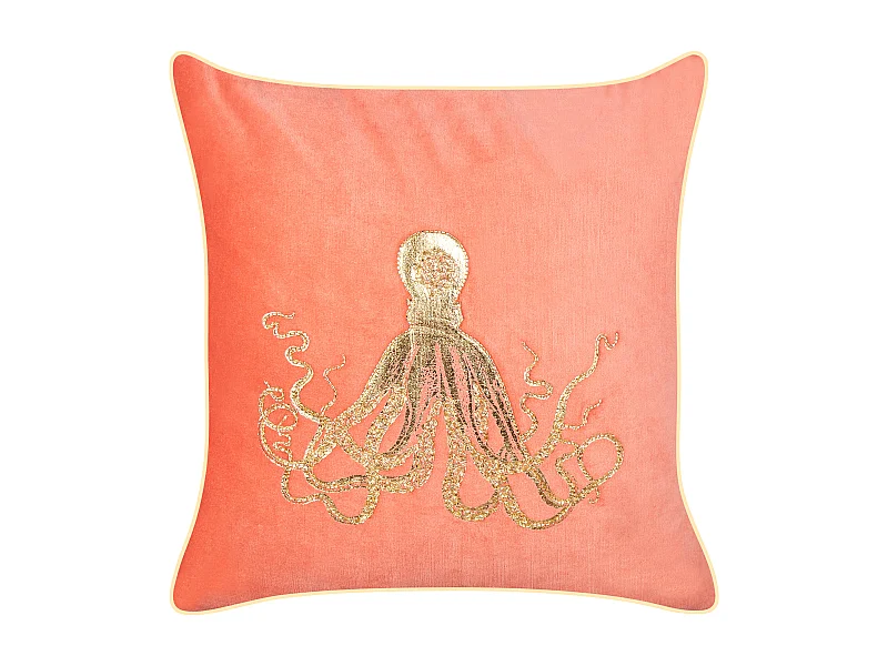 Cuscino decorativo LAMINARIA Velluto 45 x 45 cm Corallo Trama animale