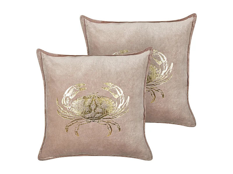 Lot de 2 coussins décoratifs BOSSIELLA Coton 45 x 45 cm Taupe Motif animal