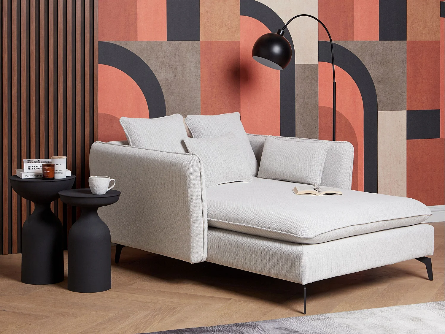 Chaise longue CHARMES Tissu Beige clair