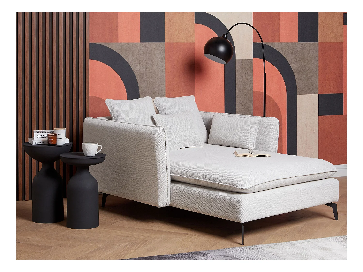 Chaise longue CHARMES Tissu Beige clair