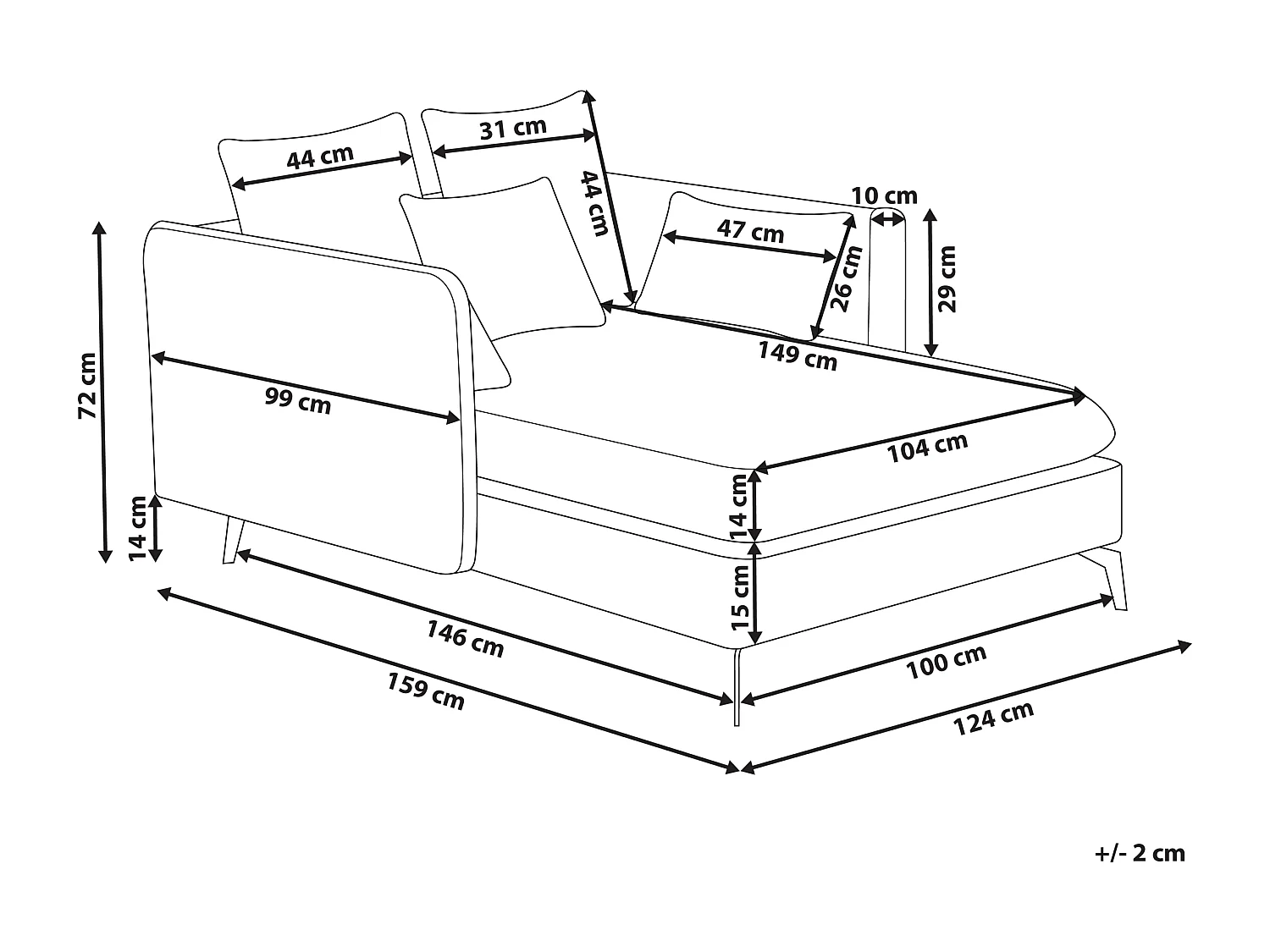 Chaise longue CHARMES Stof Lichtbeige