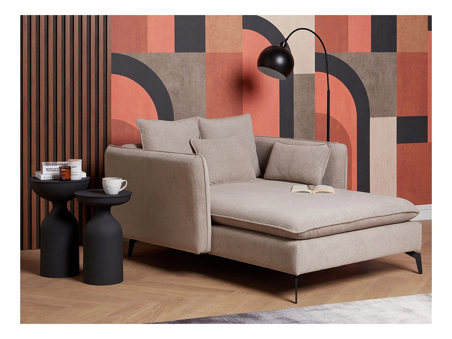 Chaise longue CHARMES Tissu Taupe