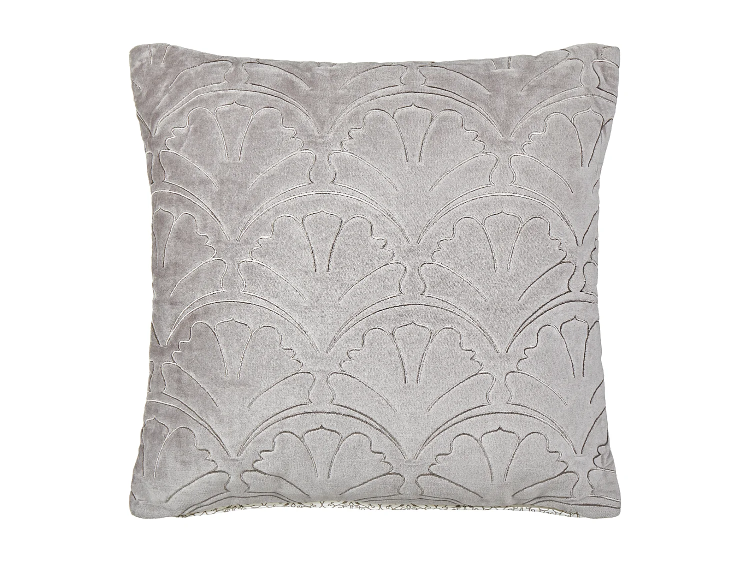 Set aus 2 Modern Traditionell Kissen aus Samt und Baumwolle Dekorative Accessoires Geprägtes geometrisches Muster 45 x 45 cm Grau Gloriosa