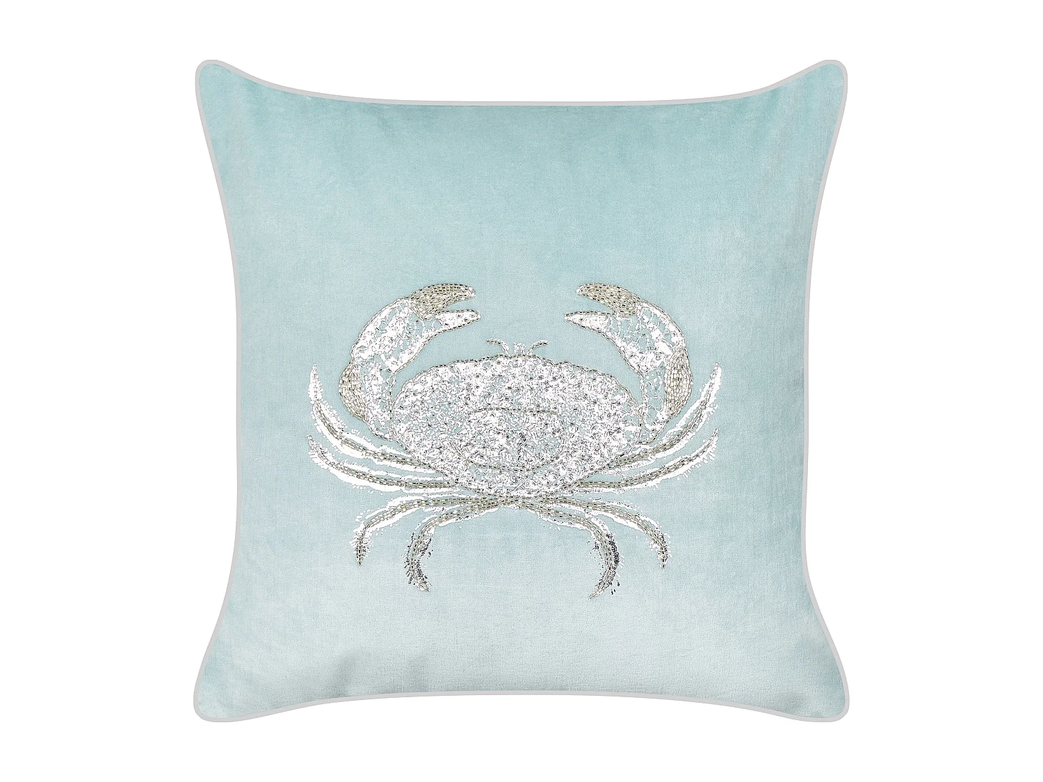Coussin BOSSIELLA Velours 45 x 45 cm Bleu clair Motif animal