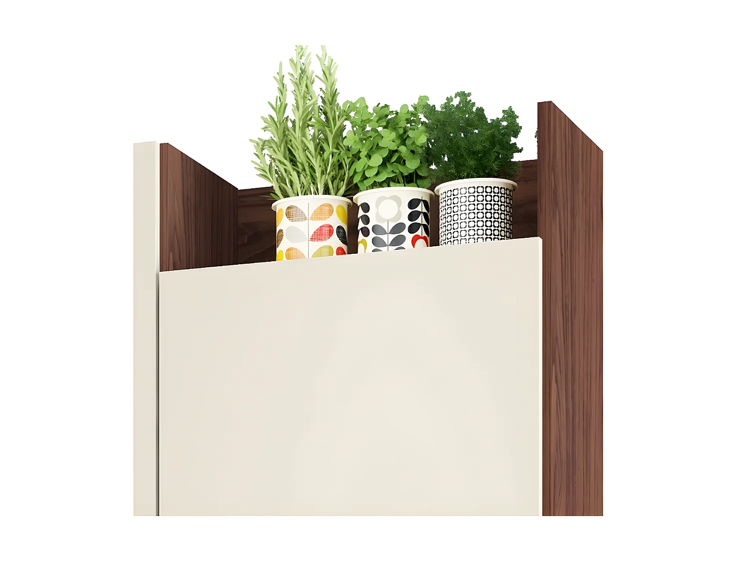 Buffet de Cuisine 6 Portes 2 Tiroirs Noyer Blanc 10 Niches L 132 H 186 P 38.8 cm