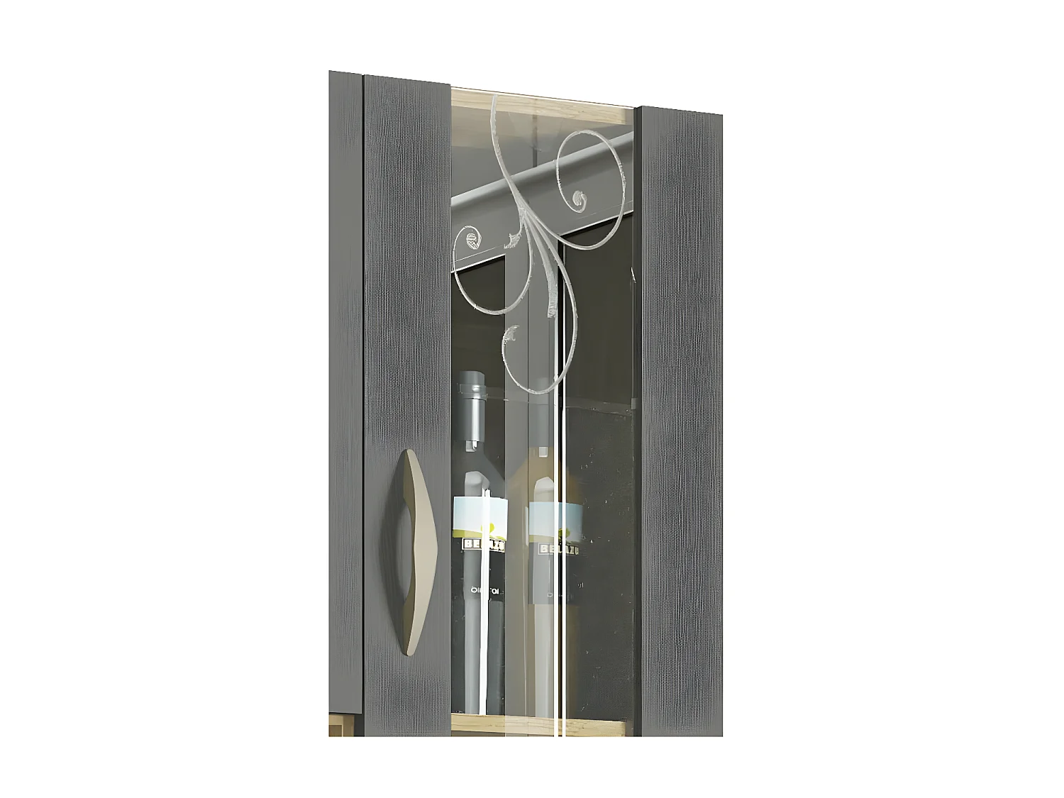 Buffet de Cuisine 8 Portes 2 Tiroirs Chêne et Gris L 121.4 H 173.5 P 36.3 cm