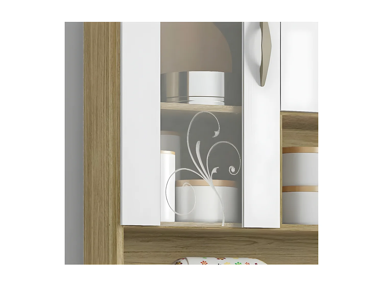 Buffet de Cuisine 8 Portes 2 Tiroirs Chêne et Blanc L 121.4 H 173.5 P 36.3 cm