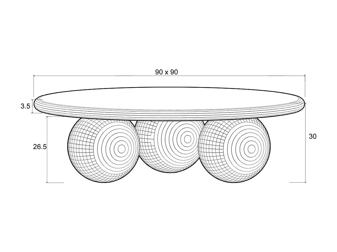 Table basse ronde ethnique en manguier D90 - KANO