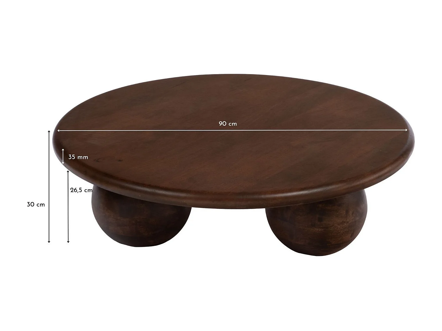 Table basse ronde ethnique en manguier D90 - KANO