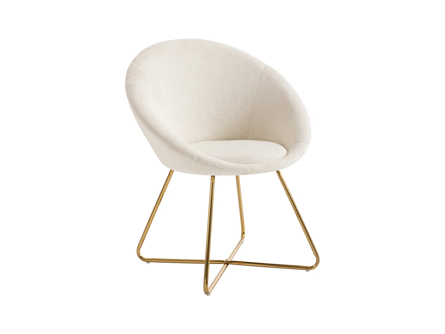 Lot de 2 chaises en tissu bouclette et métal doré - Blanc - BURBAN