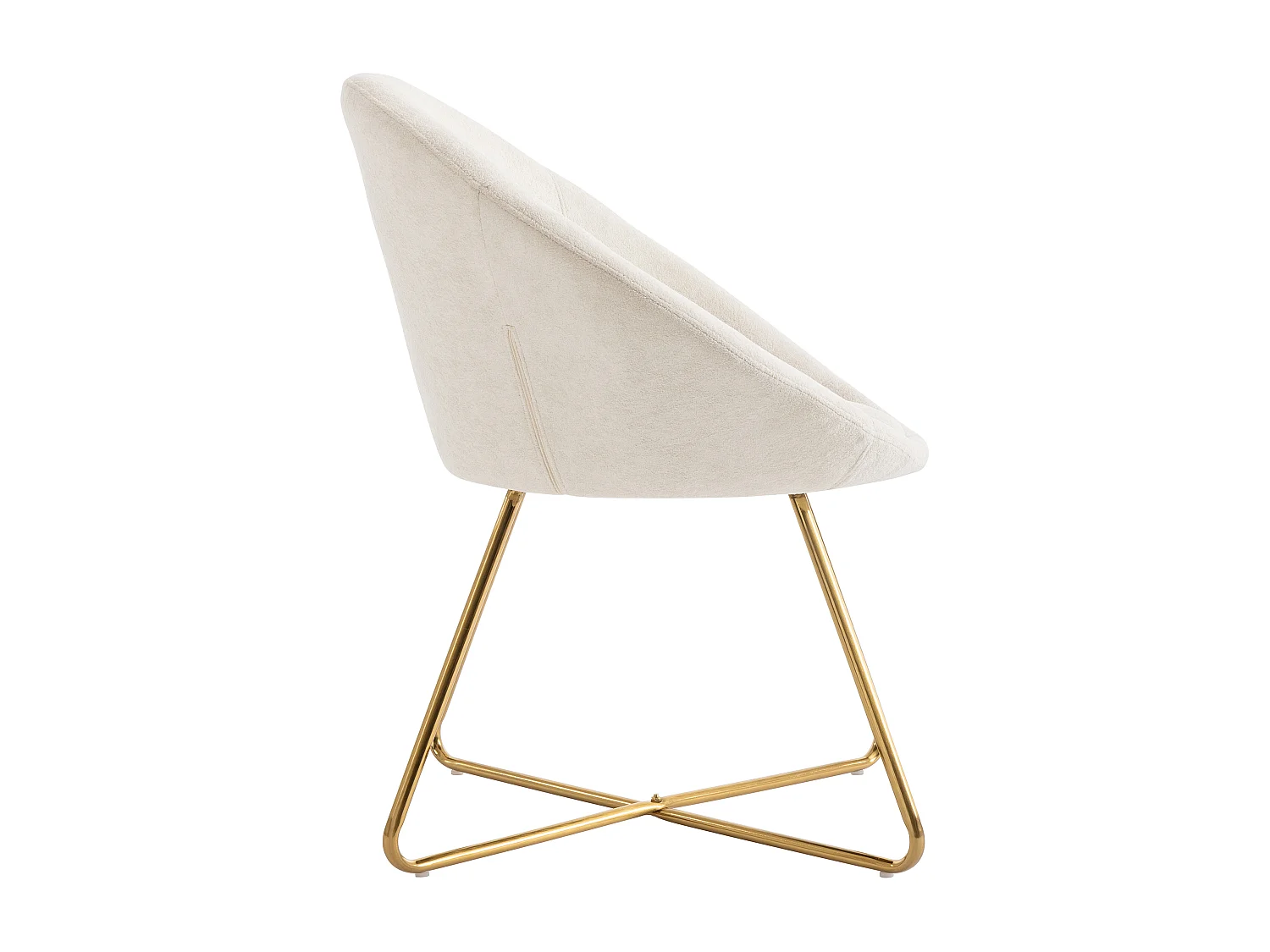 Lot de 2 chaises en tissu bouclette et métal doré - Blanc - BURBAN