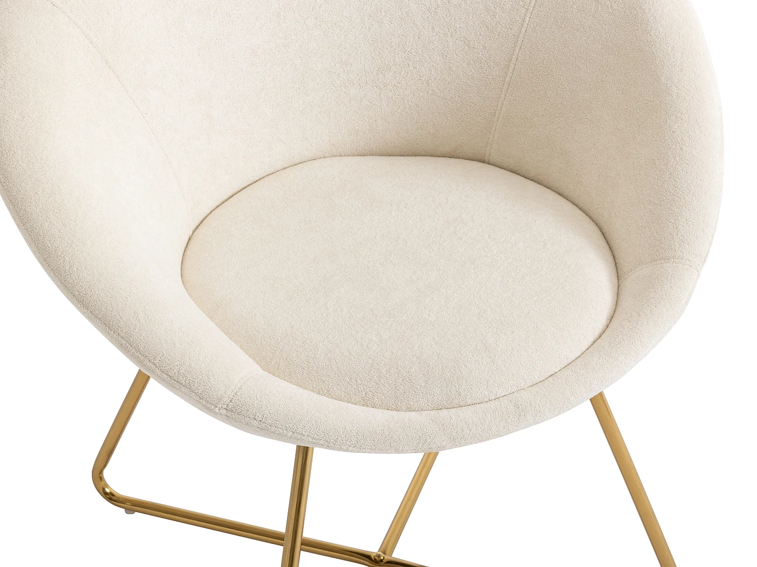 Lot de 2 chaises en tissu bouclette et métal doré - Blanc - BURBAN