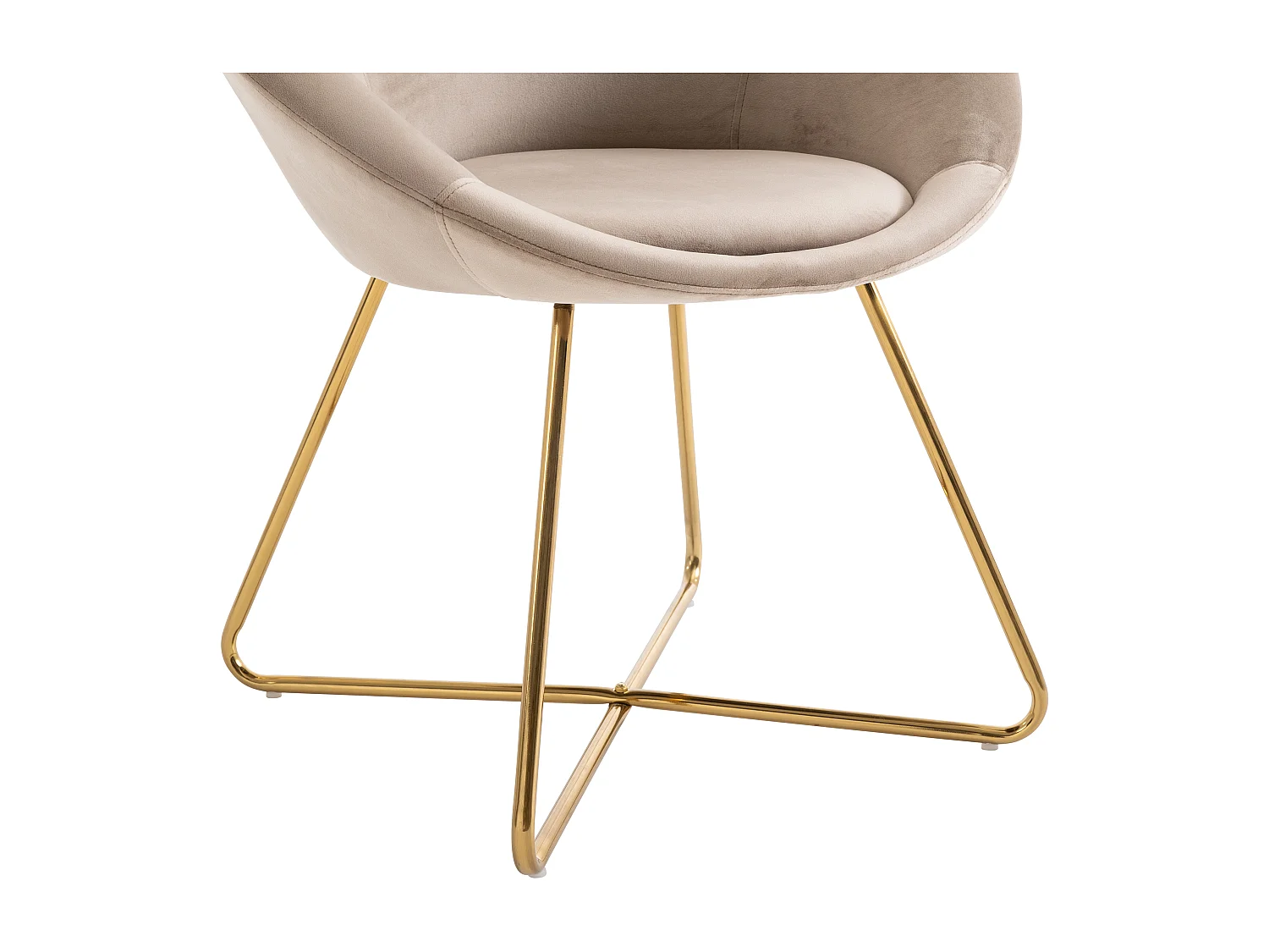 Lote de 2 sillas de terciopelo y metal dorado - Beige - BURBAN