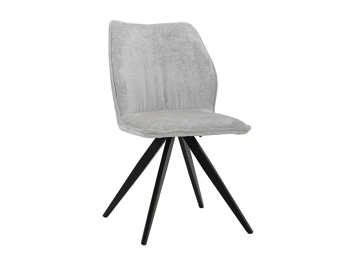 Chaise en velours doux gris et pied croix en métal noir - JAMES