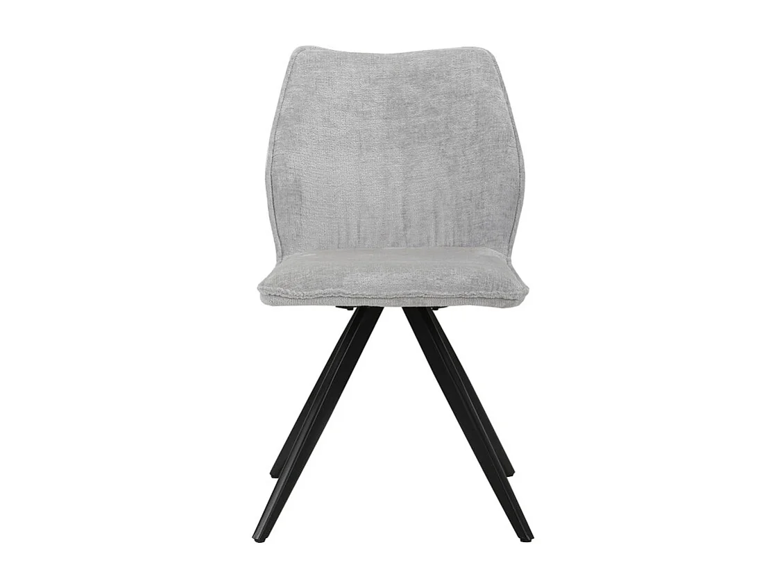 Chaise en velours doux gris et pied croix en métal noir - JAMES