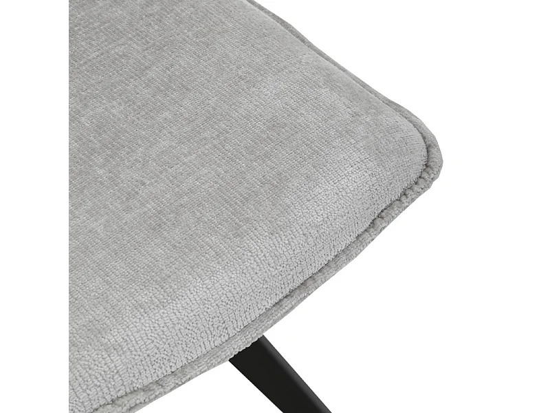 Chaise en velours doux gris et pied croix en métal noir - JAMES