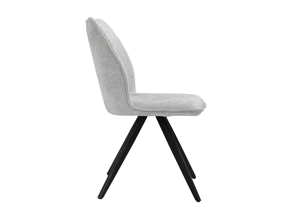 Chaise en velours doux gris et pied croix en métal noir - JAMES