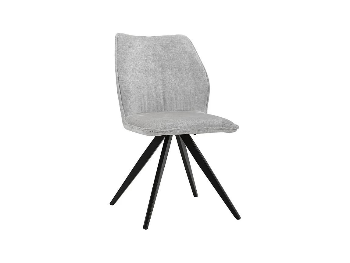 Chaise en velours doux gris et pied croix en métal noir - JAMES