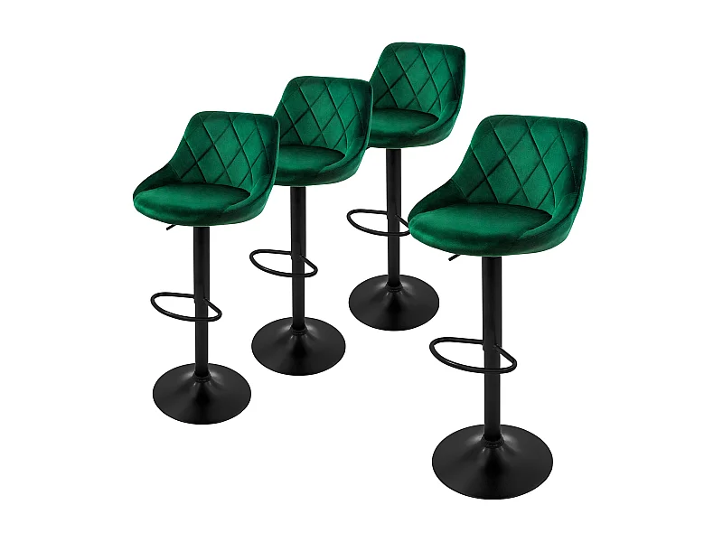 Set 4 sgabelli da bar in velluto verde girevole sgabello da bistrot poggiapiedi