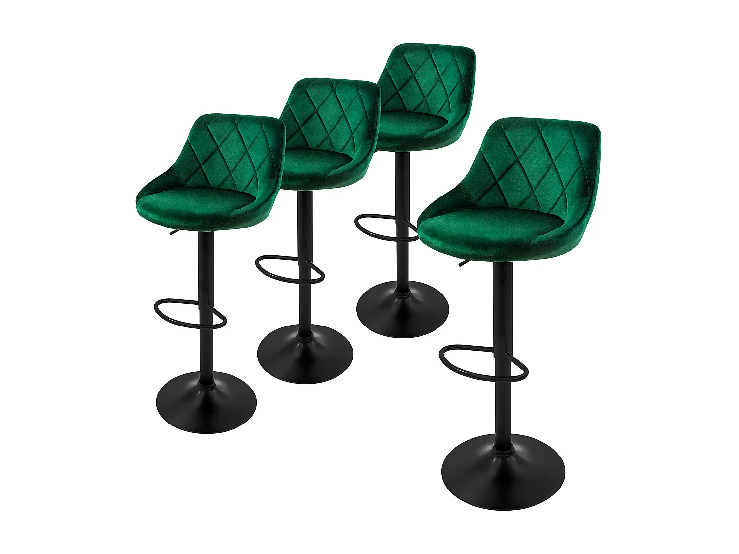 Set 4 sgabelli da bar in velluto verde girevole sgabello da bistrot poggiapiedi