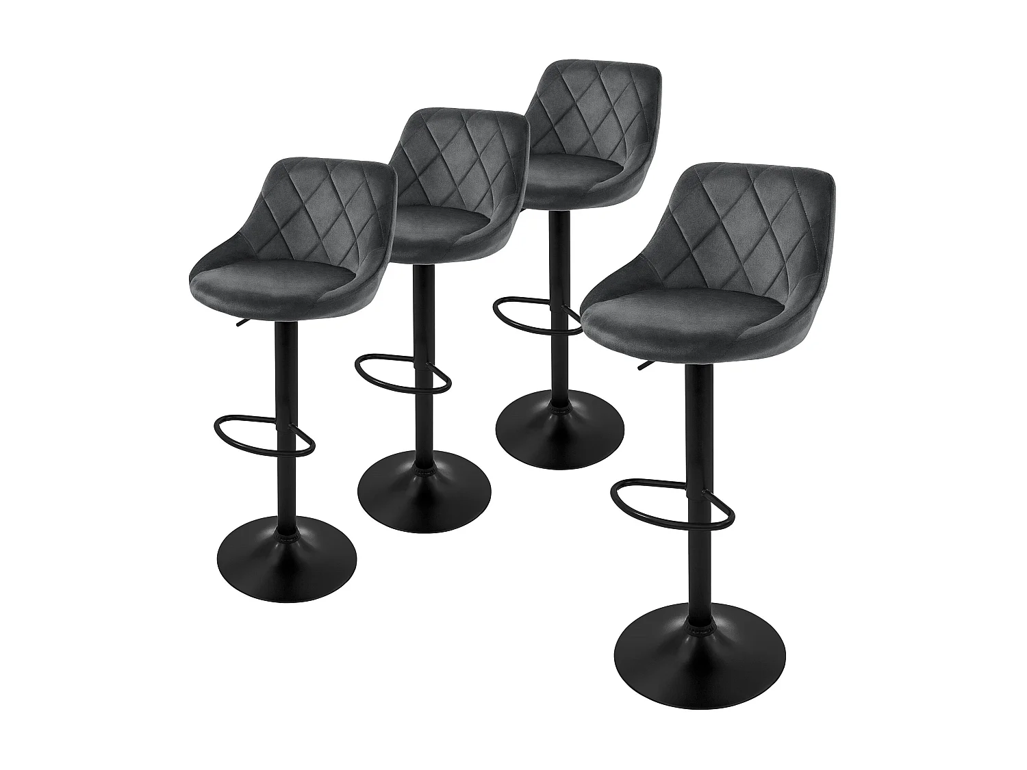 Set 4 sgabelli da bar in velluto grigio girevole sgabello da bistrot poggiapiedi