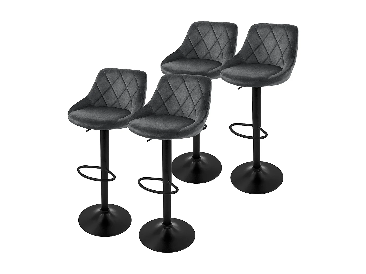 Set 4 sgabelli da bar in velluto grigio girevole sgabello da bistrot poggiapiedi