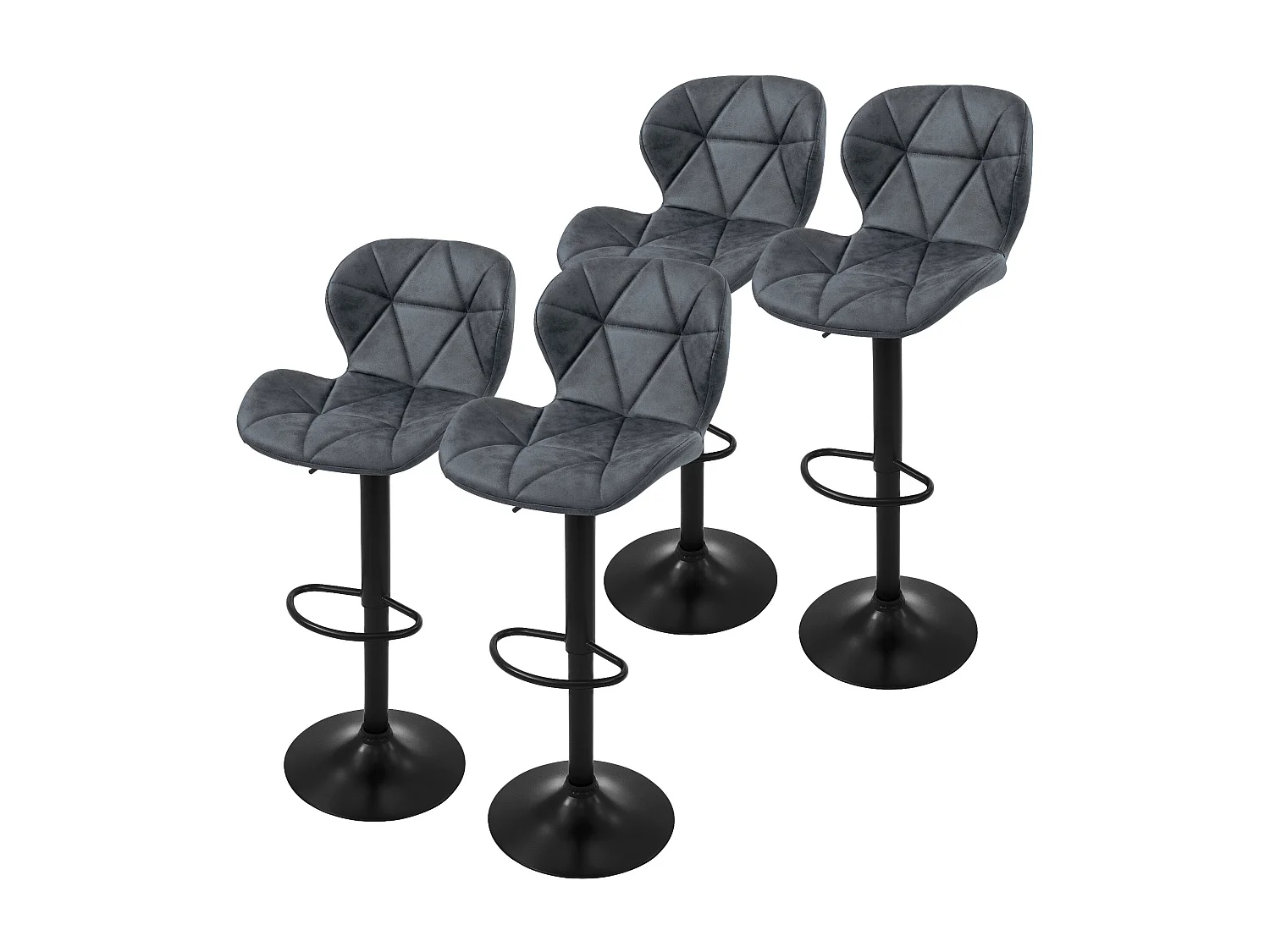 Set di 4 sgabelli da bar seduta imbottita in ecopelle antracite sgabello sedia