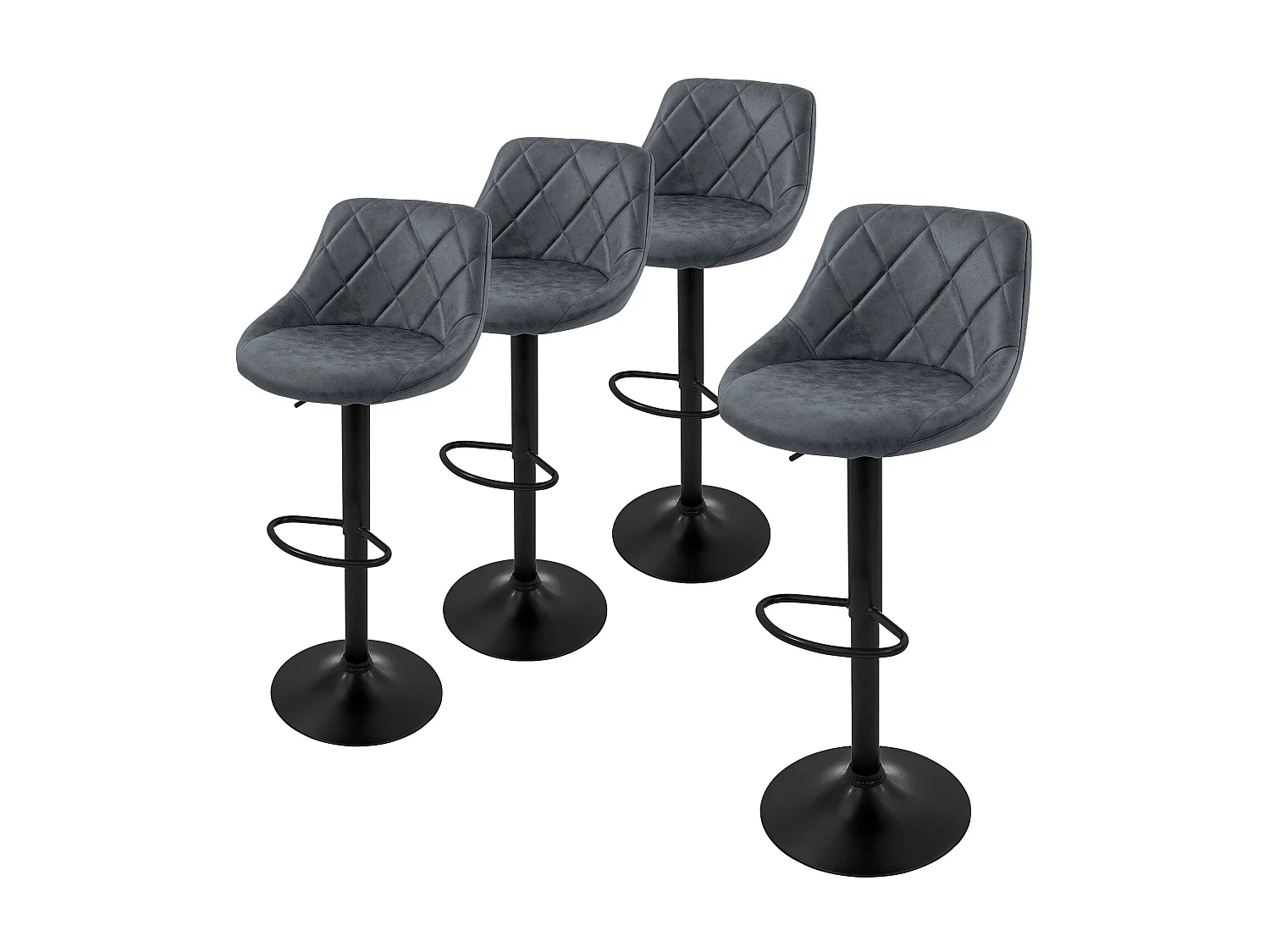 4x taburetes de bar antracita sillas con respaldo asientos ajustables 62-82 cm