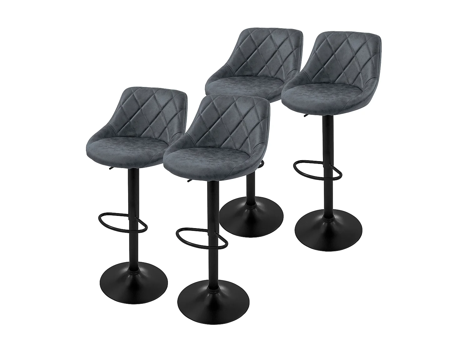 Set 4 sgabelli da bar finta pelle antracite girevole sgabello cucina poggiapiedi