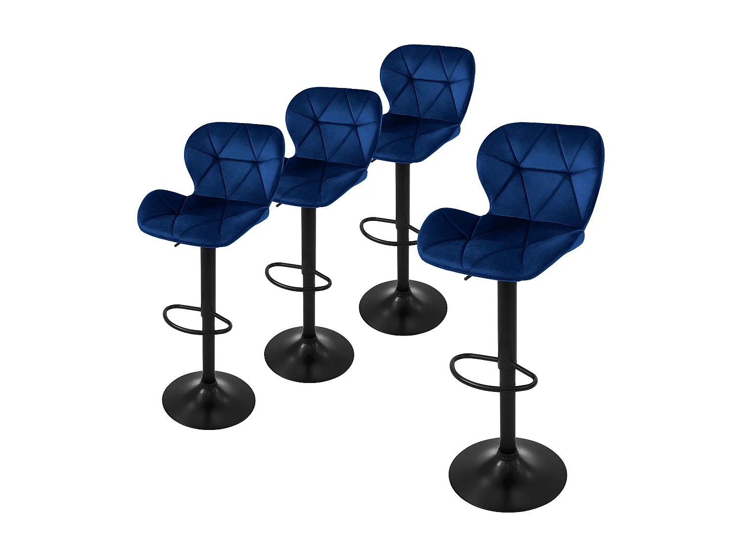 4x taburetes de bar azul sillas con respaldo asientos ajustables 63-83 cm