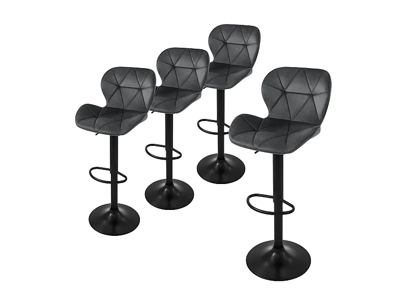 Juego 4x taburetes de bar gris sillas con respaldo asientos regulables modernos