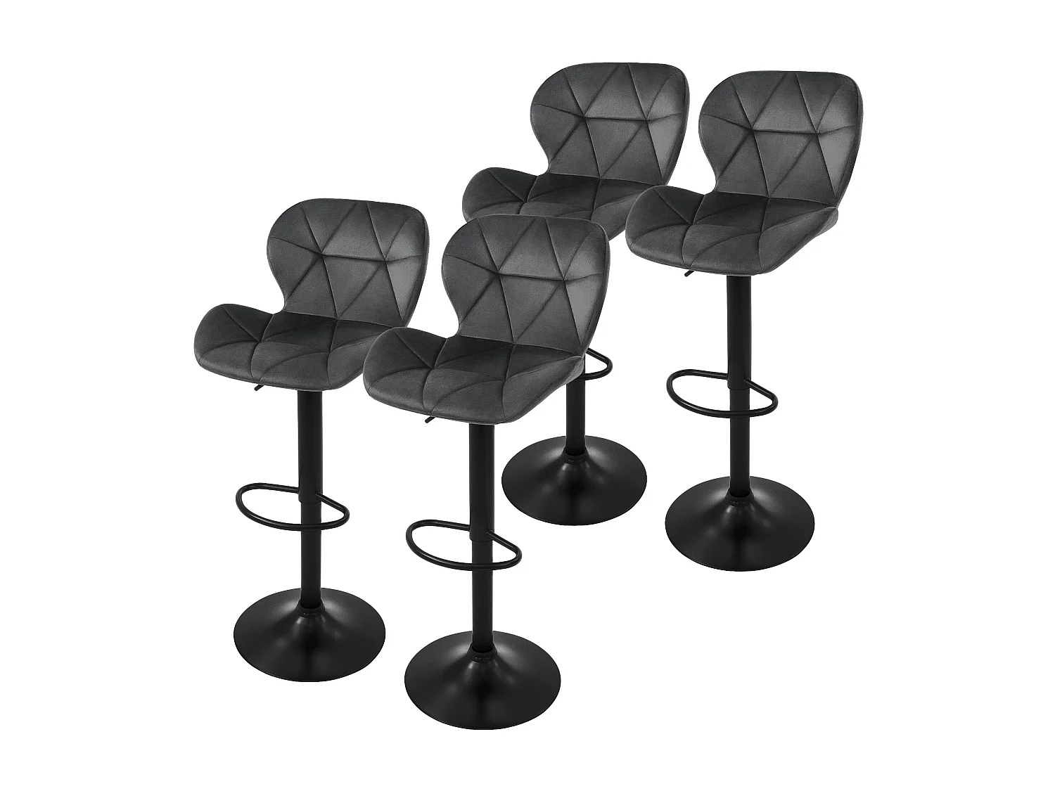 Juego 4x taburetes de bar gris sillas con respaldo asientos regulables modernos