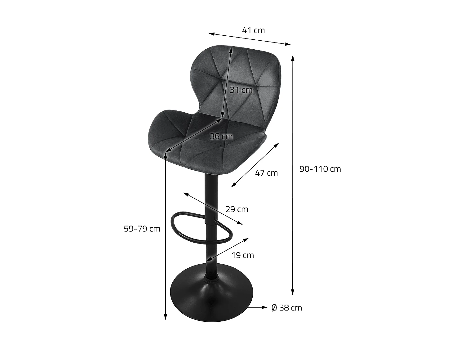 Juego 4x taburetes de bar gris sillas con respaldo asientos regulables modernos