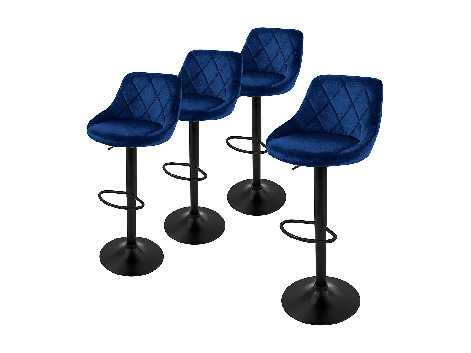 Set 4 sgabelli da bar velluto blu girevole sgabello sedia da bistrot poggiapiedi