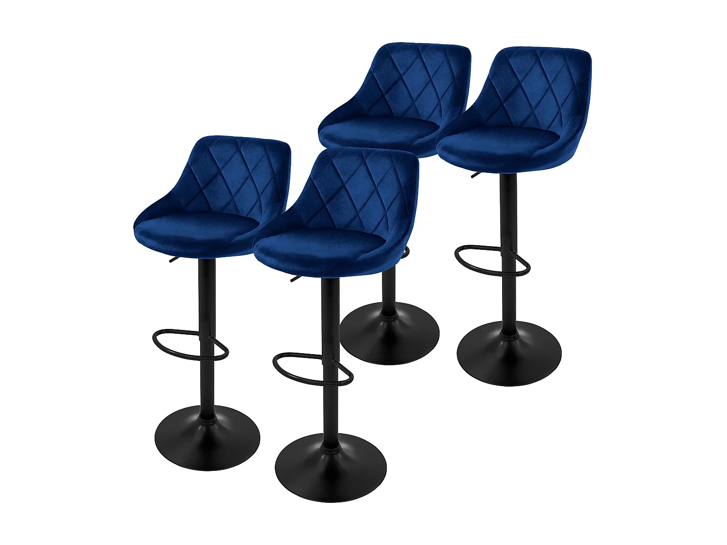 Set 4 sgabelli da bar velluto blu girevole sgabello sedia da bistrot poggiapiedi