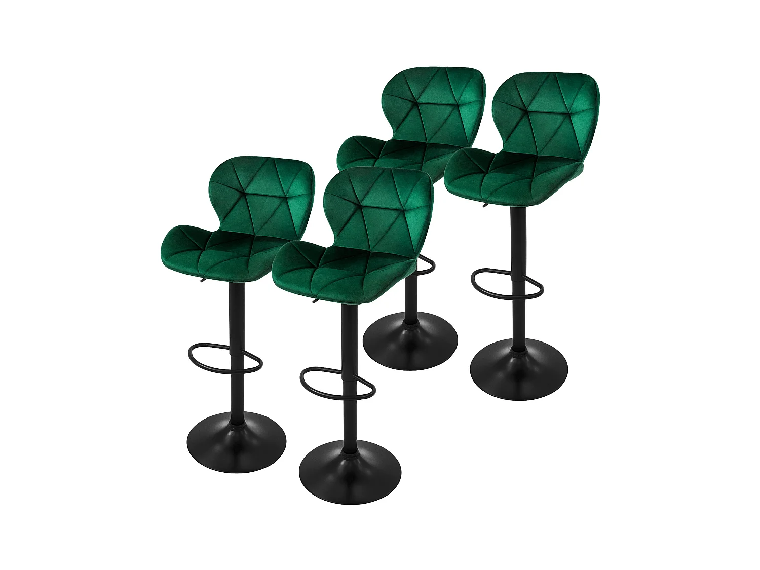 Set 4 sgabelli alti da bar in velluto verde sgabello bistrot altezza regolabile
