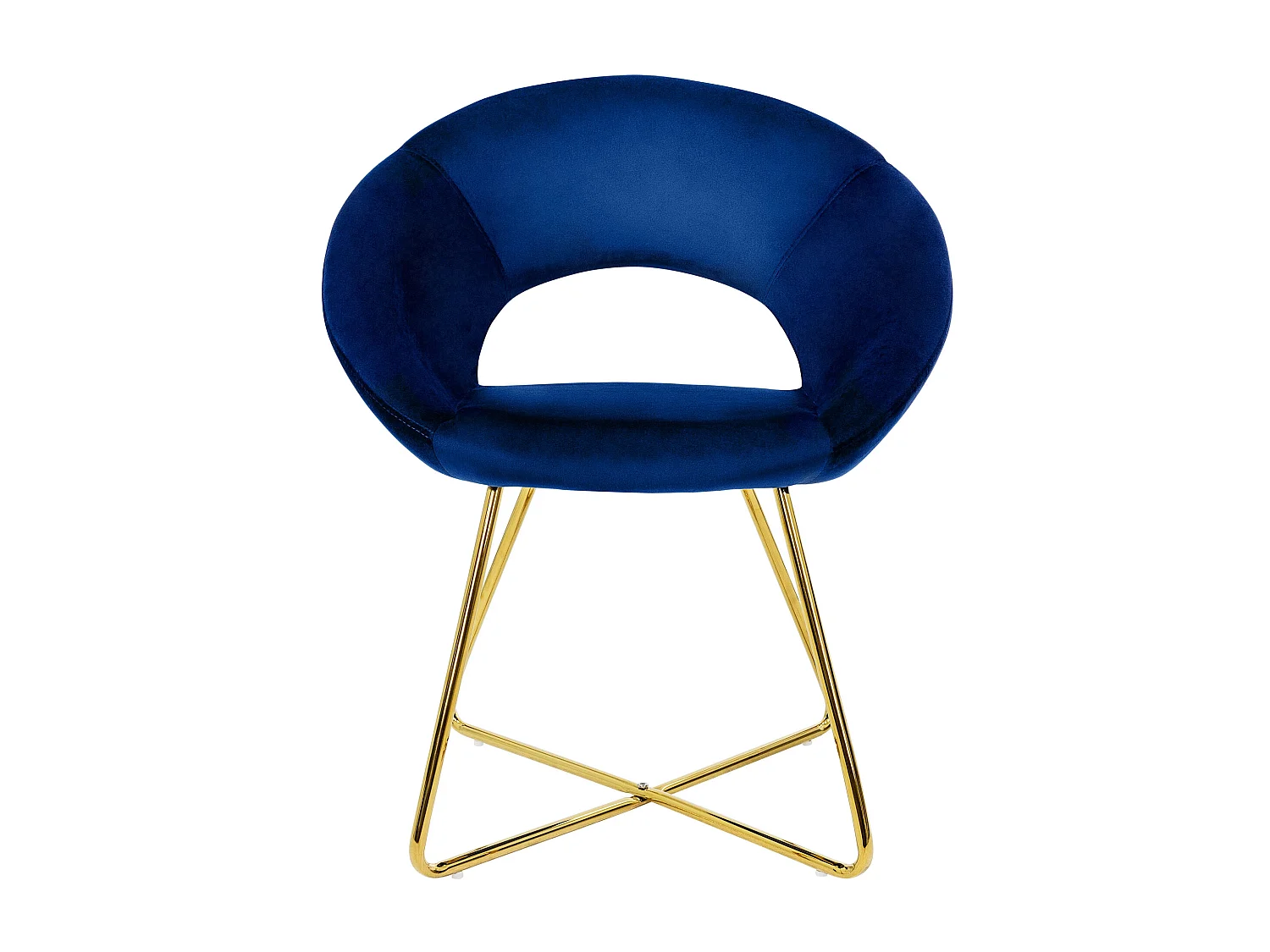 Chaise de salle à manger en velours avec dossier rond bleu pieds en métal doré