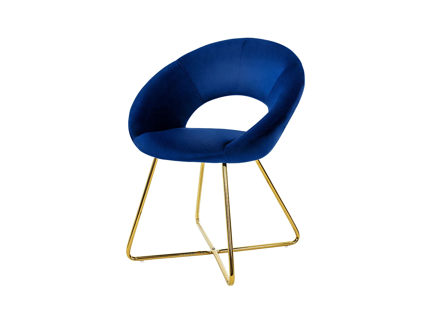 Silla de comedor de terciopelo azul diseño ergonómico asiento moderno curvado