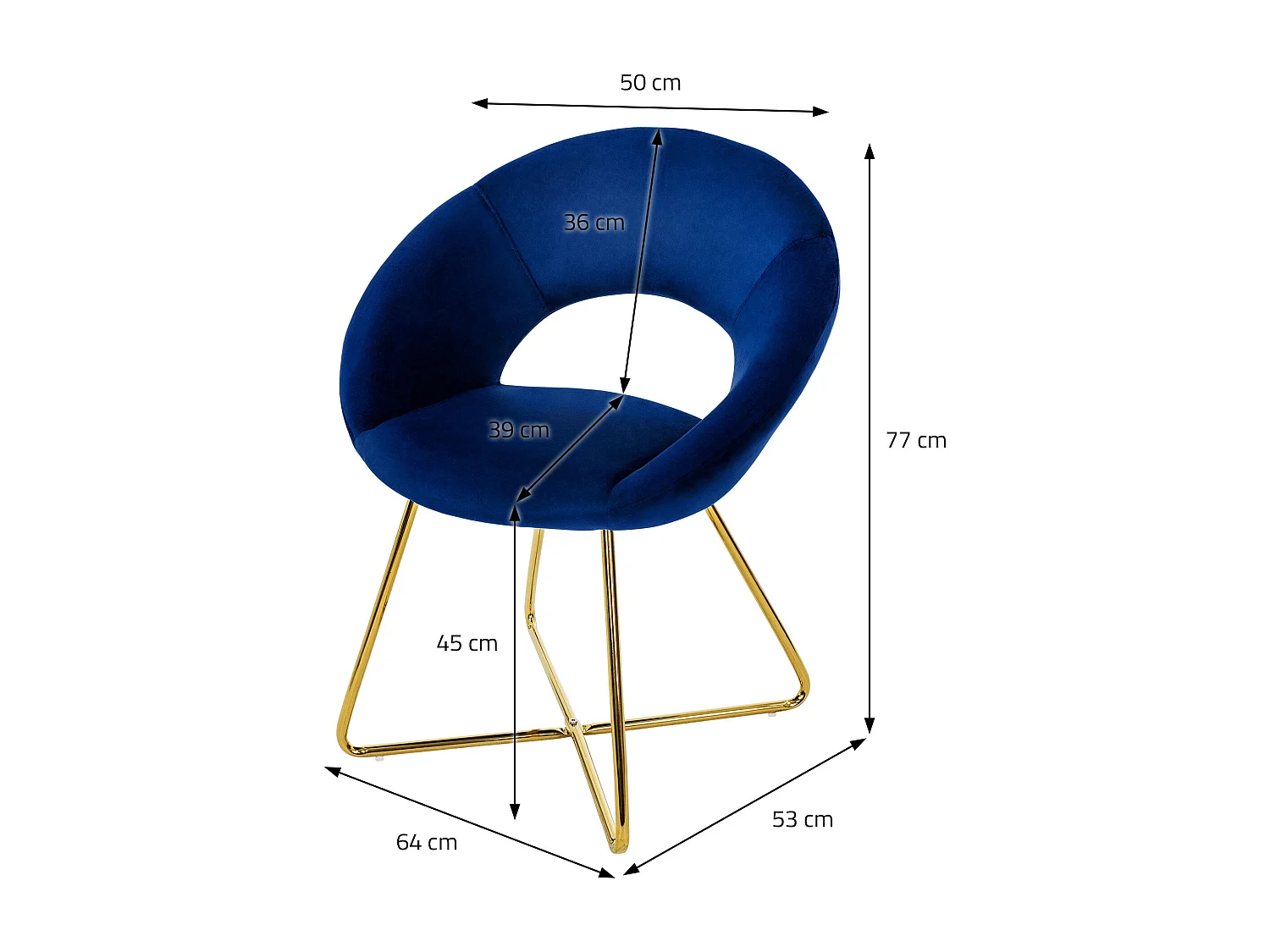 Silla de comedor de terciopelo azul diseño ergonómico asiento moderno curvado