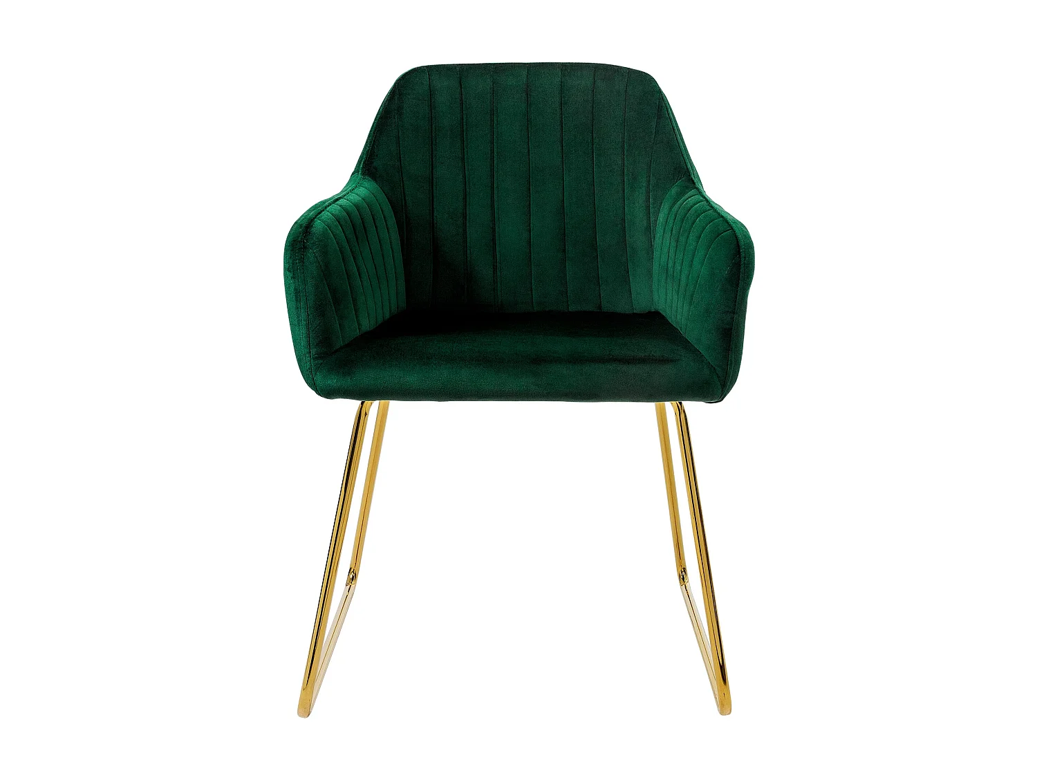 Lot de 8 chaises de salle à manger vert assise en velours pieds dorés en métal
