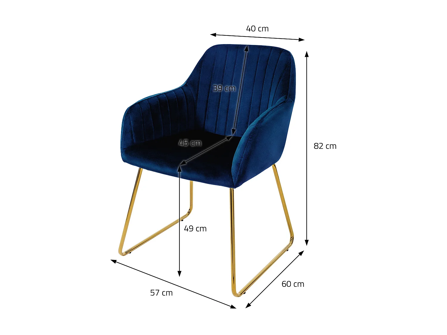 Lot de 6 chaises de salle à manger bleu assise en velours pieds dorés en métal