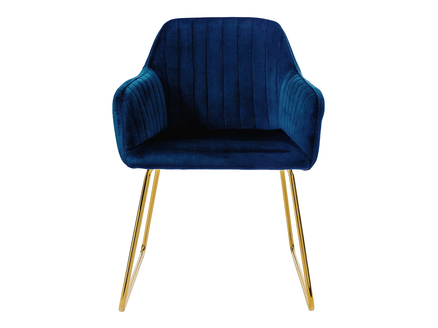 Lot de 6 chaises de salle à manger bleu dossier et accoudoirs ergonomiques revêtement en velours respirant piètement doré en métal design élégant