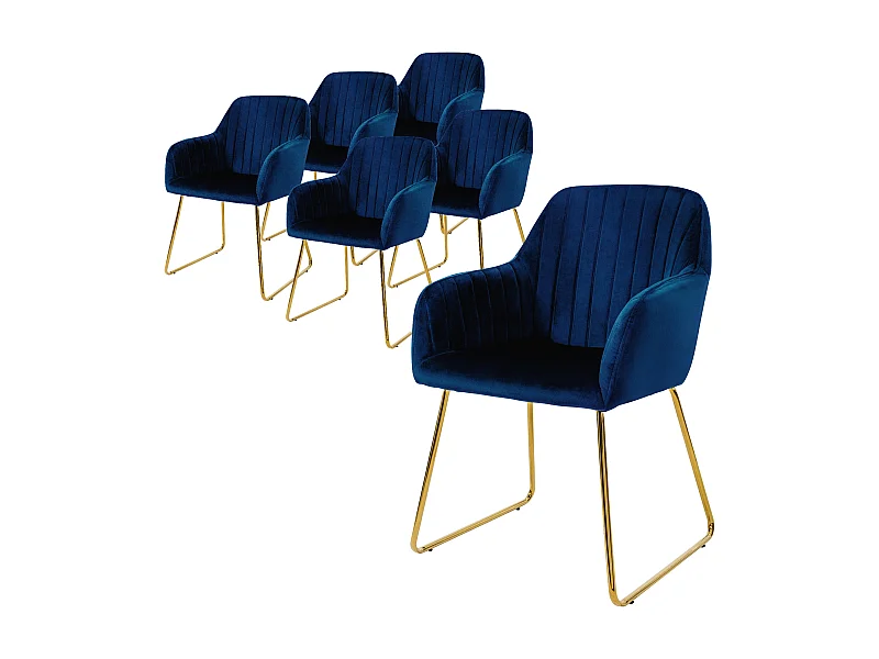 Set di 6 sedie per sala da pranzo soggiorno in velluto blu poltrona ergonomica