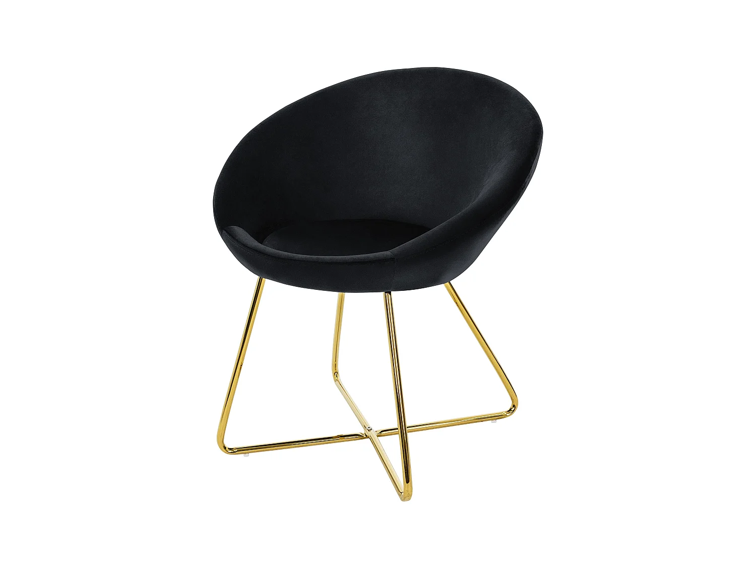 Chaise de salle à manger en velours avec dossier rond noir pieds en métal doré