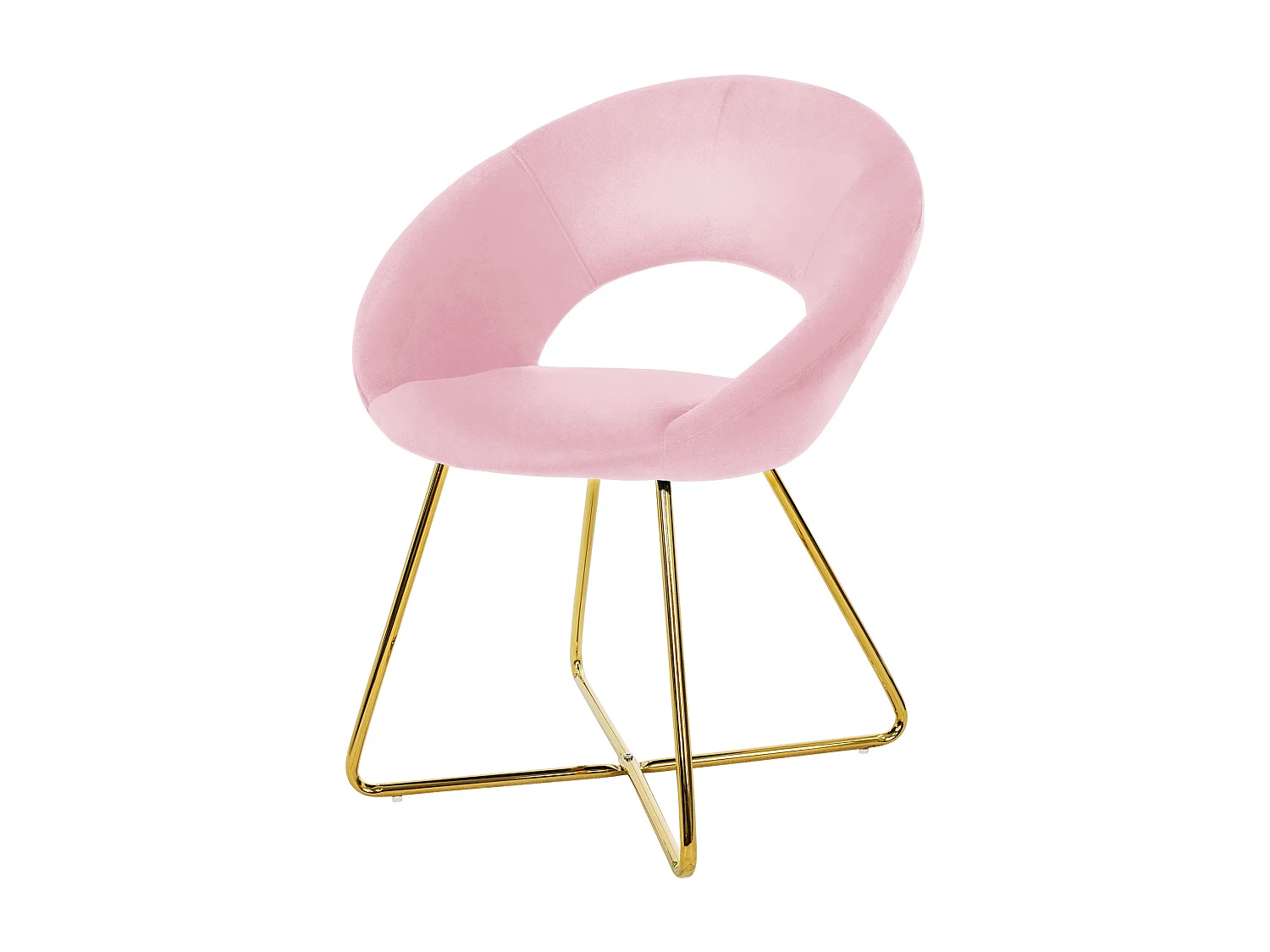 Silla de comedor de terciopelo rosa diseño ergonómico asiento moderno curvado